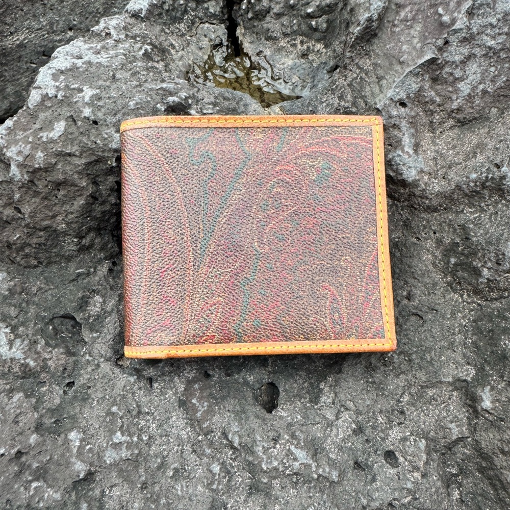 Etro Paisley Leather Bi-Fold Wallet Made in Italy Unisex